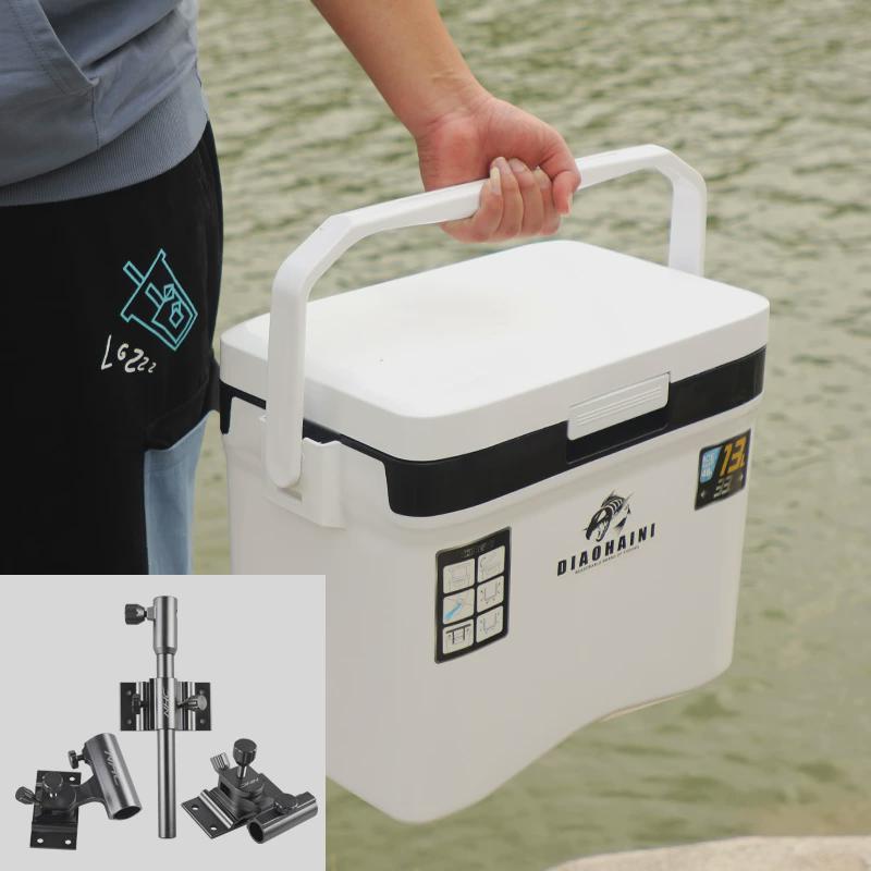 13L - SMALL FISHING BOX - BLACK & WHITE (PLASTER) + THREE SETS OF GUNS